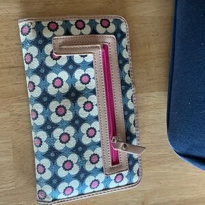 Floral Canvas Zip Wallet in Cream, Blue & Pink
